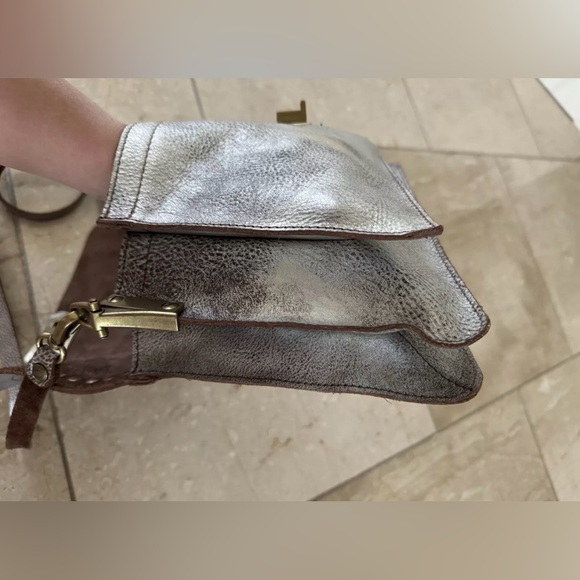 Campomaggi Teodorano Silver Metallic Leather Crossbody Shoulder Bag RARE HTF - Picture 12 of 16